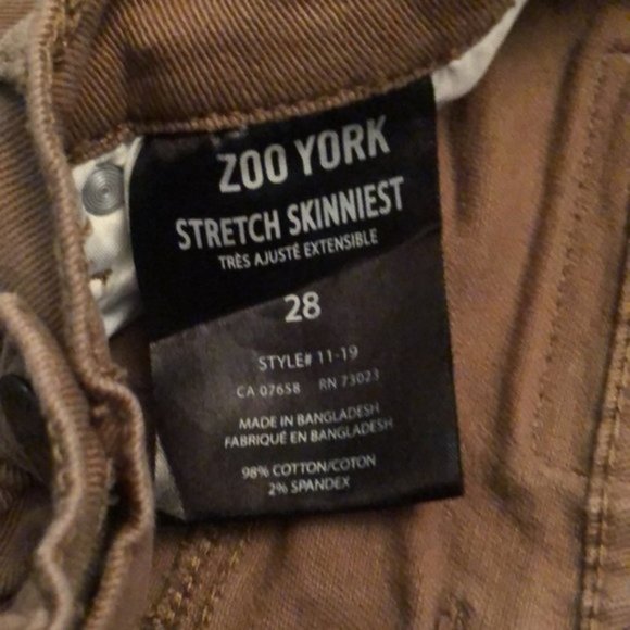 Zoo York Brown Jeans 28 Stretch Skinniest Pants - Picture 6 of 9